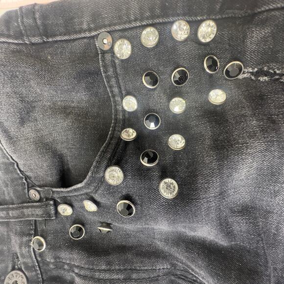 Men’s Moto skinny ripped inlaid embellished mid rise Majestik jeans distressed - Picture 15 of 15